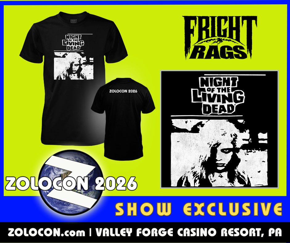 ZOLOCON 2026 Exclusive FRIGHT RAGS Night Of The Living Dead GLOW IN THE DARK T-Shirt